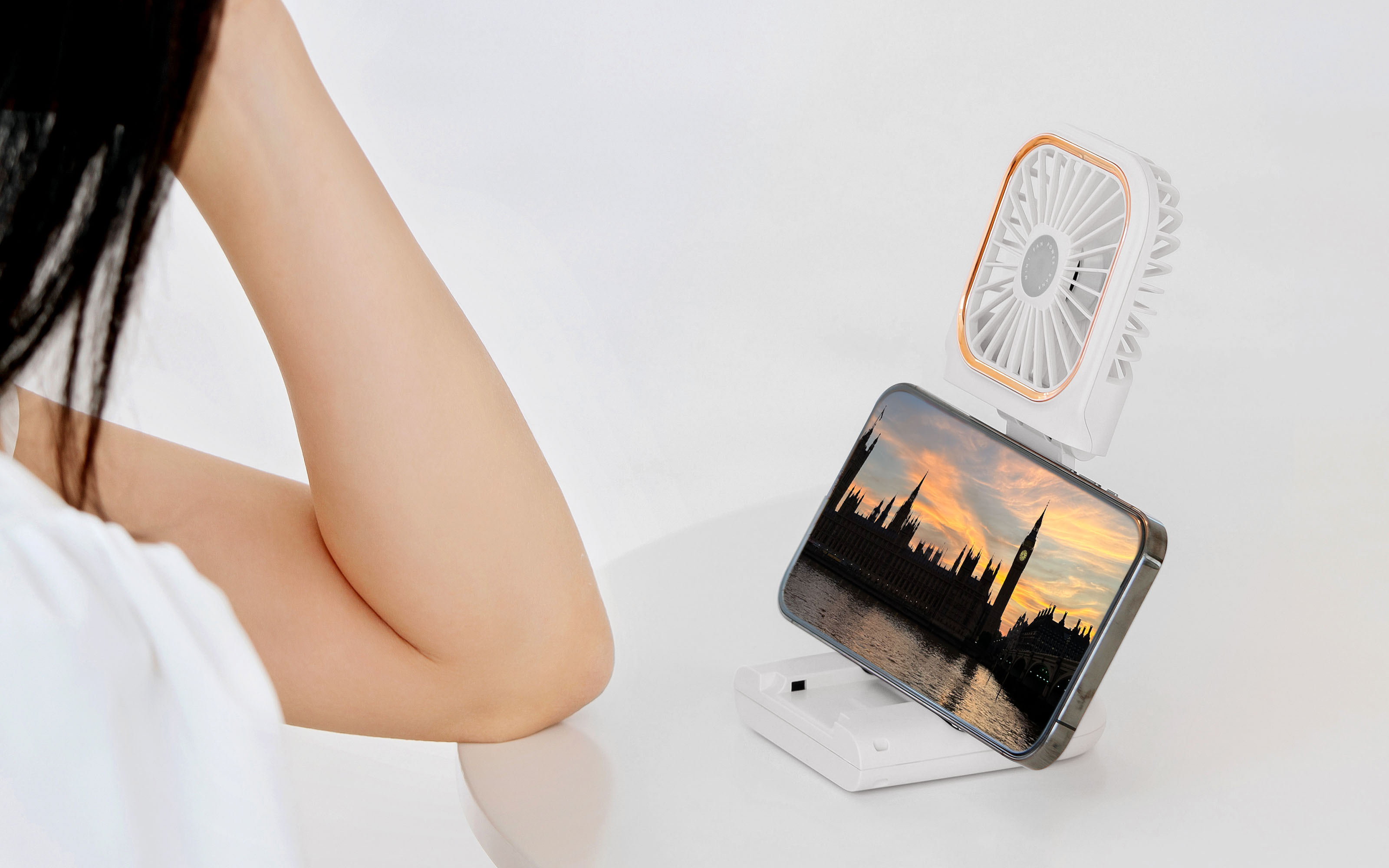 Torrii Cool Foldable Neck Fan with 3000mAh Powerbank - White