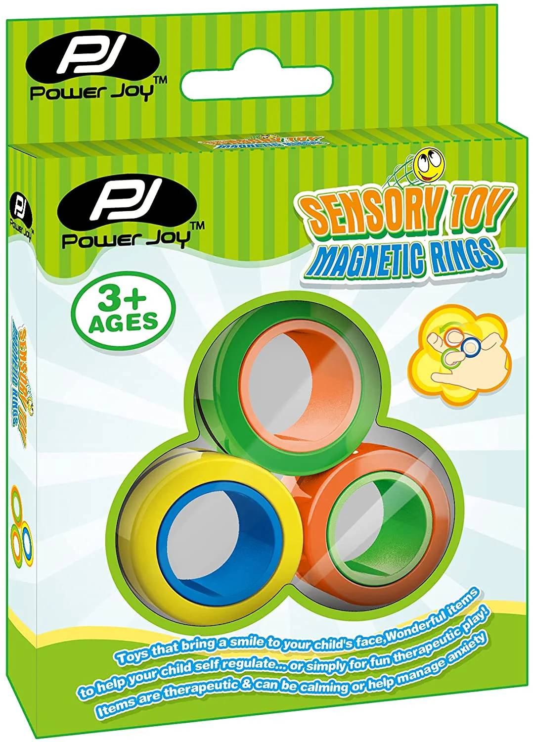 Power Joy Sensory Toys -magnetic Rings D3cm 3pcs