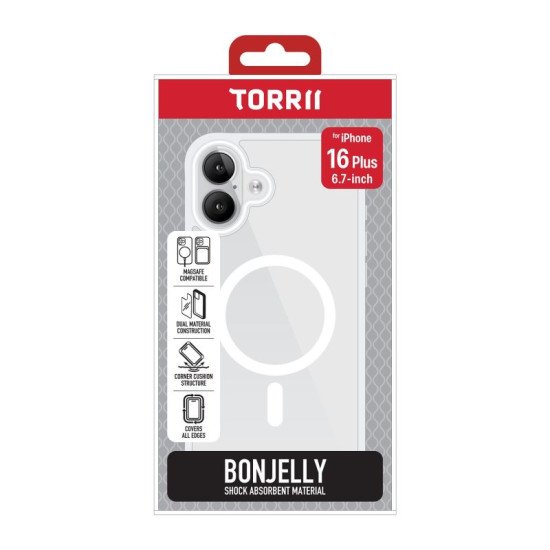 Torrii Bonjelly Case MagSafe Compatible For iPhone 16 Plus (6.7&rdquo;) - Clear