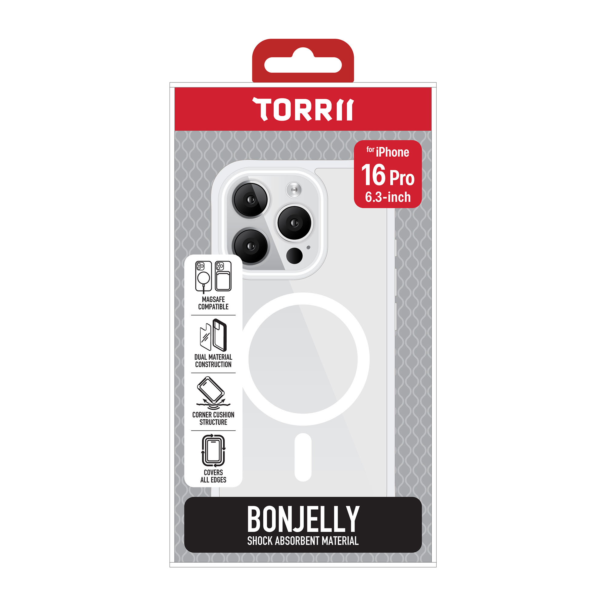 Torrii Bonjelly Case MagSafe Compatible For iPhone 16 Pro (6.3&rdquo;) - Clear