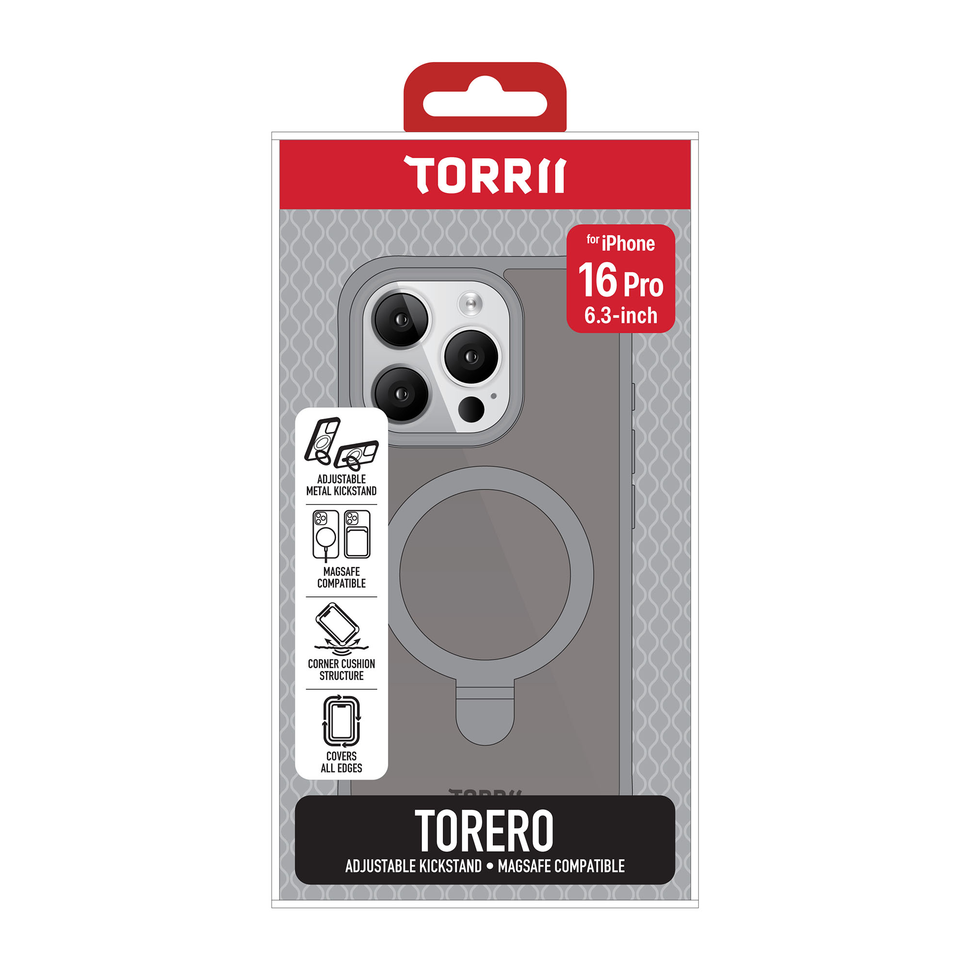 Torrii Torero Stand Case MagSafe Compatible For iPhone 16 Pro (6.3&rdquo;) - Gray