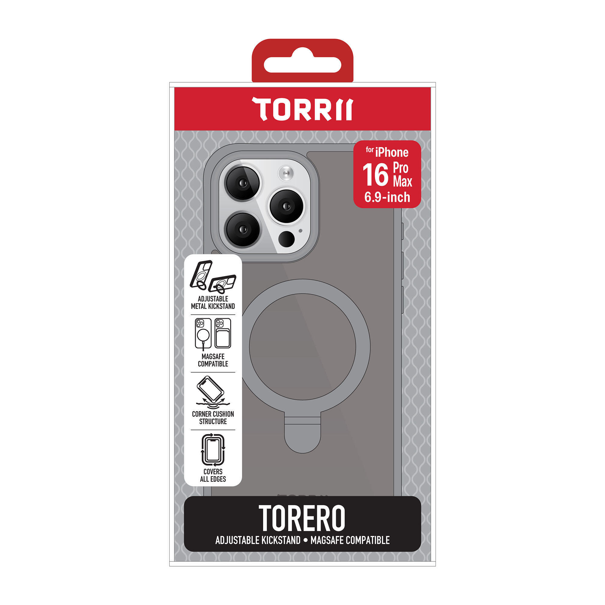 Torrii Torero Stand Case MagSafe Compatible For iPhone 16 Pro Max (6.9&rdquo;) - Gray