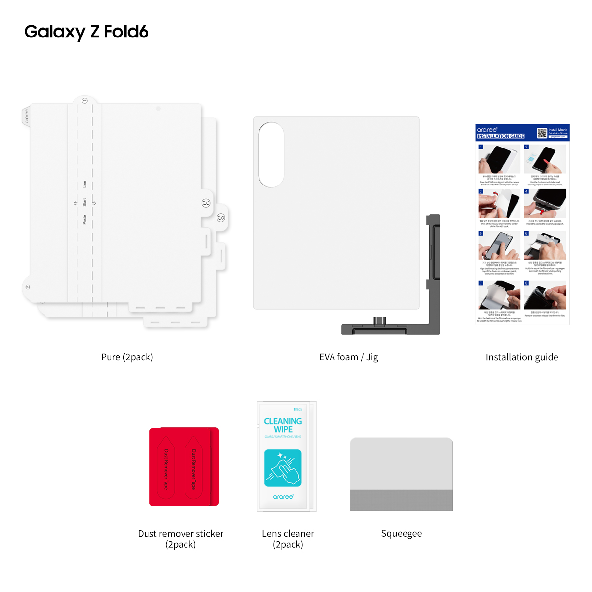 Araree Pure Clear Glass for Samsung Z Fold 6 (1pcs) - Clear