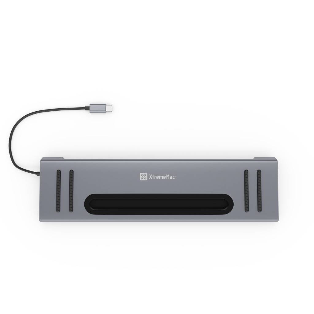 Xtrememac Type-C 12 In 1 Docking Hub Station - Ethernet, 2* HDMI 4K, SD, MSD Cards, USB-C PD 100W, USB-C, 4* USB 3.0, Audio In/Out