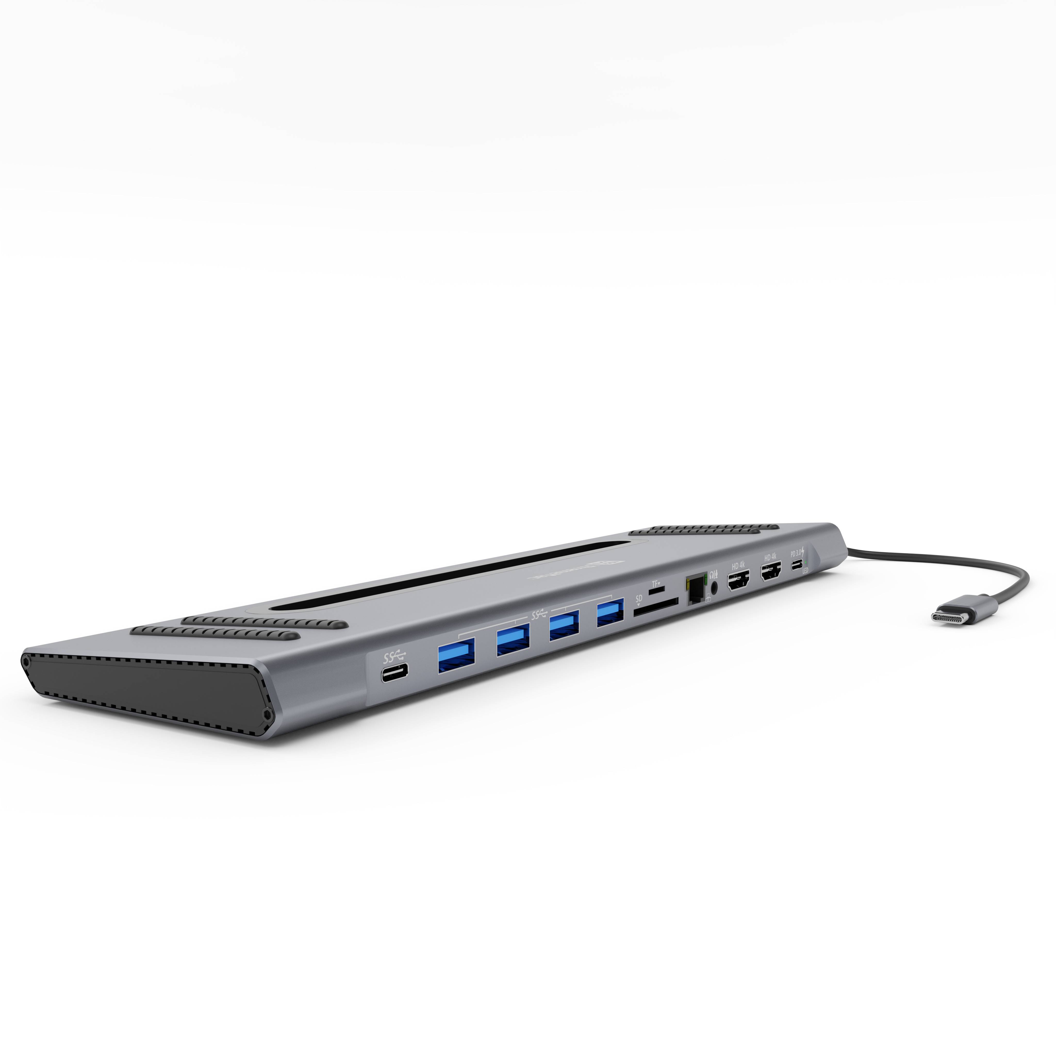 Xtrememac Type-C 12 In 1 Docking Hub Station - Ethernet, 2* HDMI 4K, SD, MSD Cards, USB-C PD 100W, USB-C, 4* USB 3.0, Audio In/Out