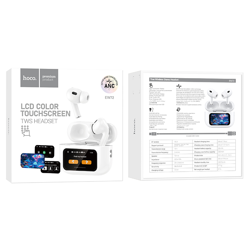 Hoco EW72 Soar True Wireless ANC Noise Reduction Touch Screen BT Headset