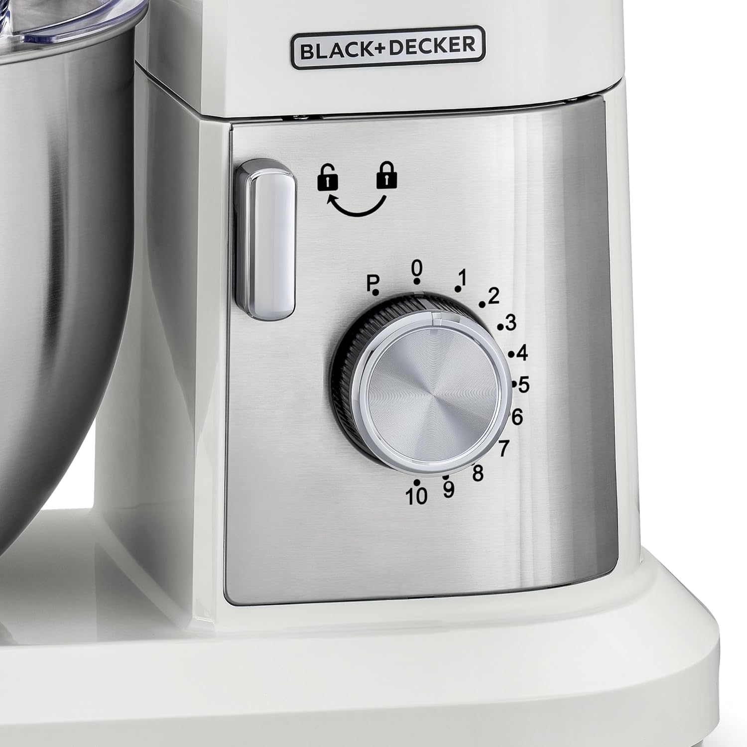 Black + Decker 1000W Multifunction Stand Mixer White and Silver