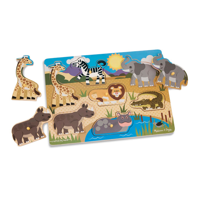 Melissa and Doug Wooden Safari Peg Puzzle