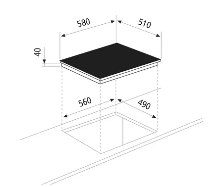 Glem Gas Ceramic Glass Hob 4 Zones 60 Cm