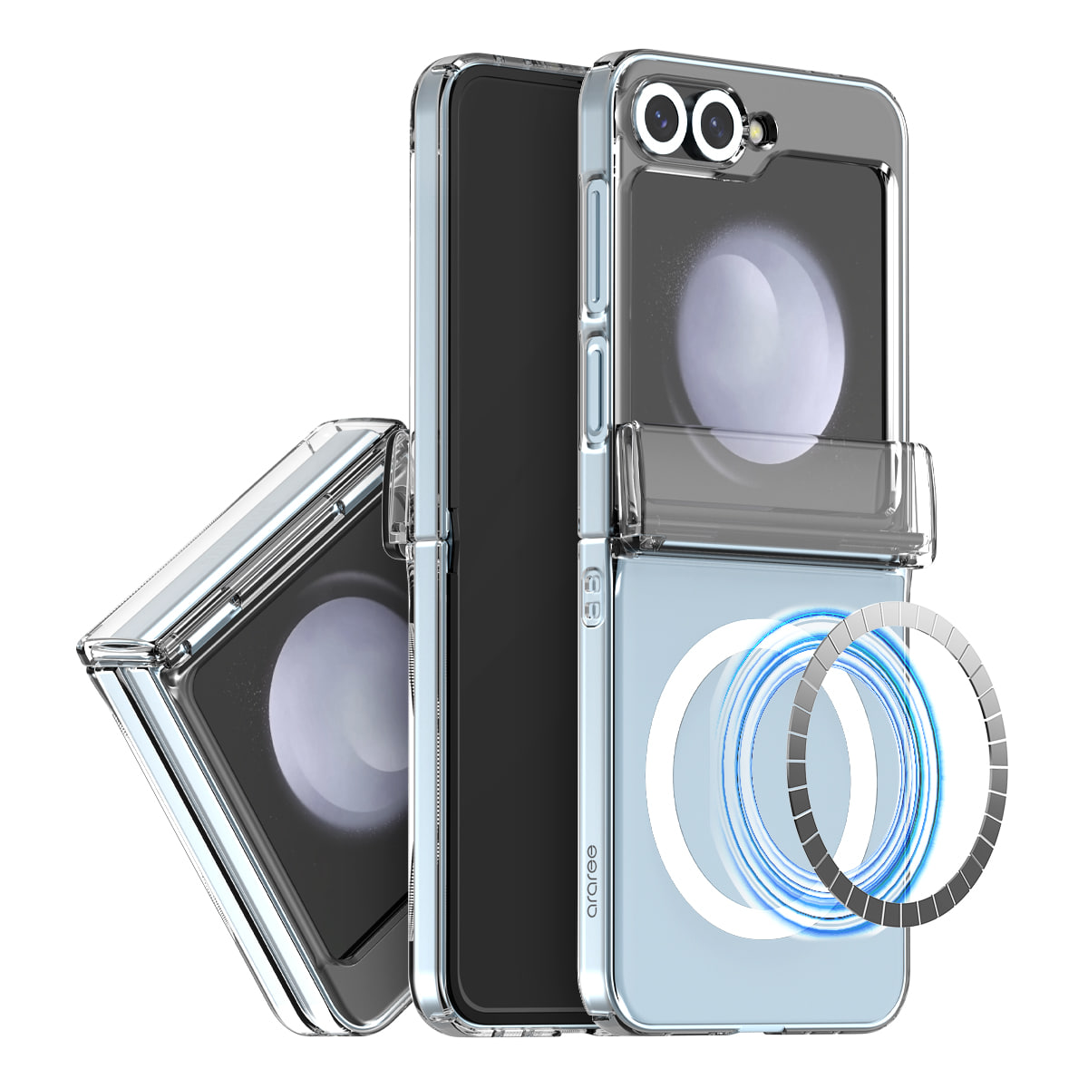 Araree Nukin 360 Magsafe Case With Hinge Protection For Samsung Galaxy Z Flip 6 - Clear