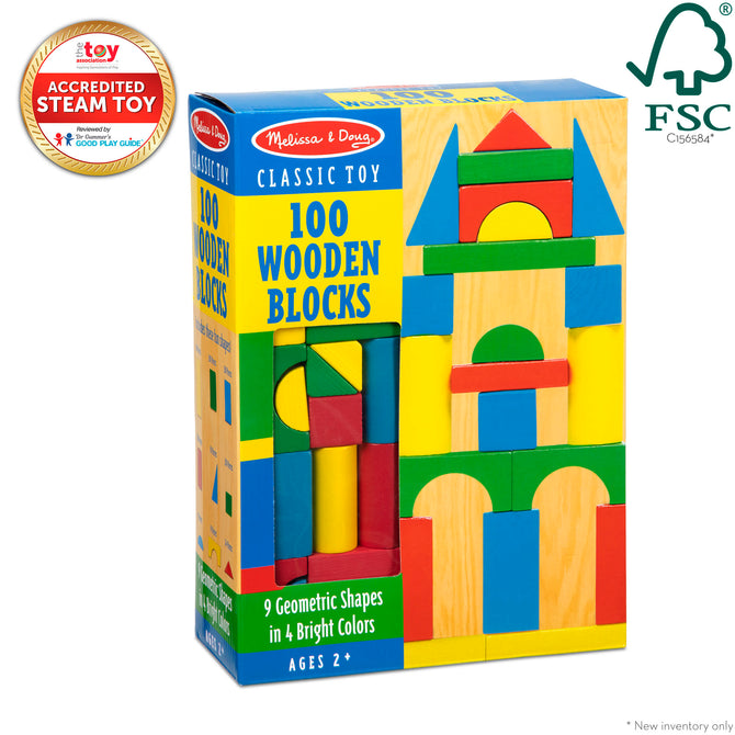 Melissa and Doug - Wood 100 Wood Blocks Set