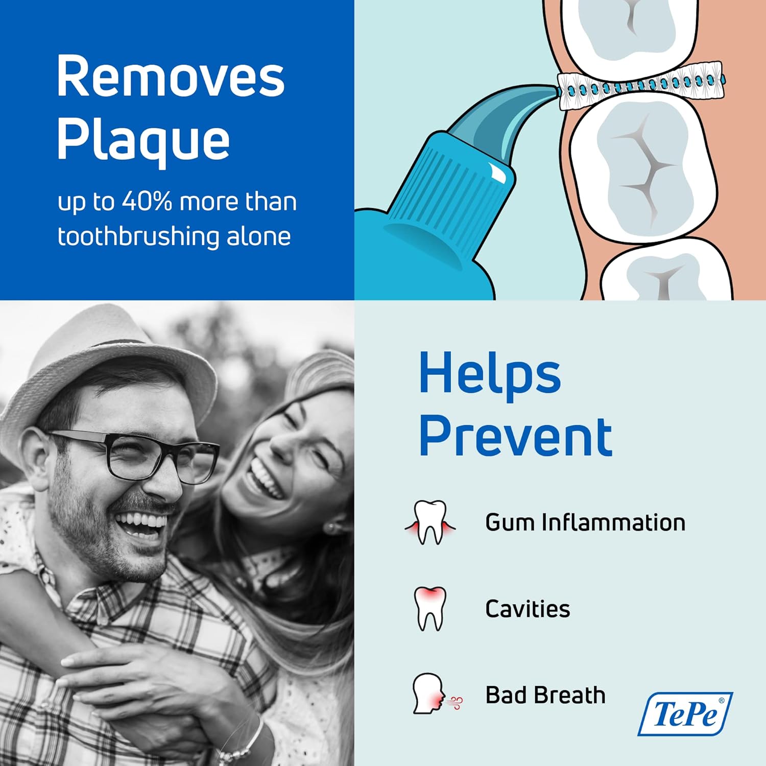 Tepe Interdental Brush, 1.3 mm, Grey, Blister Pack of 6