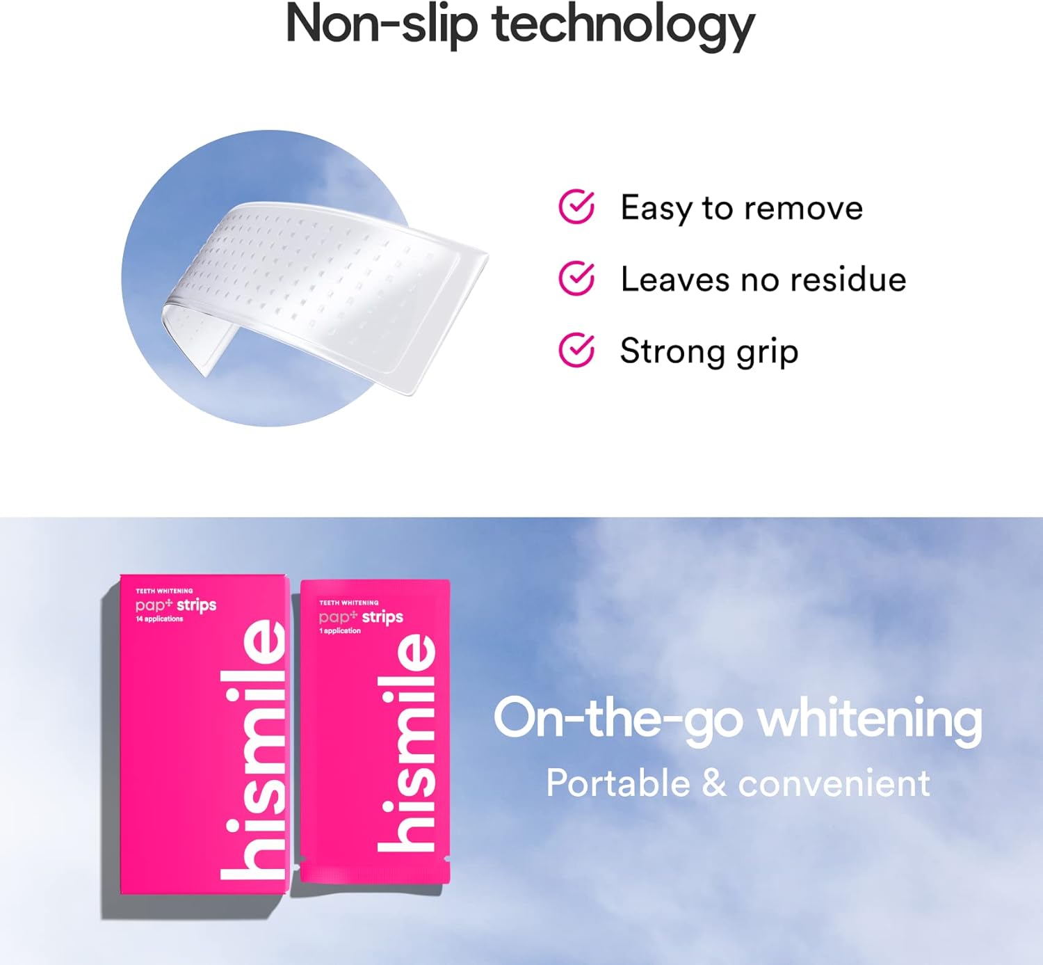 Hismile Teeth Whitening Strips for Sensitive Teeth, Peroxide Free, Dental White Strips Kit, 28 Strips, 14 Treatments