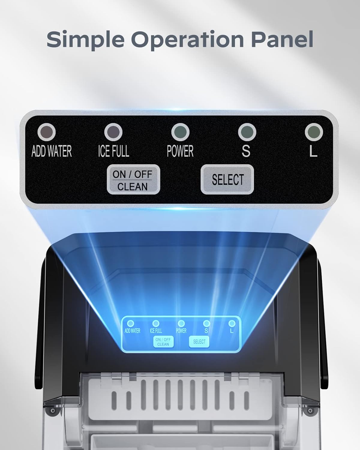 Silonn Portable Ice Machine with Carry Handle, Self-Cleaning Ice Makers with Basket and Scoop - Blac