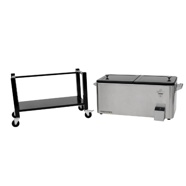 Permasteel 76 Liters – 80 QT – Stainless Steel Rolling Patio Cooler With Removable Basin