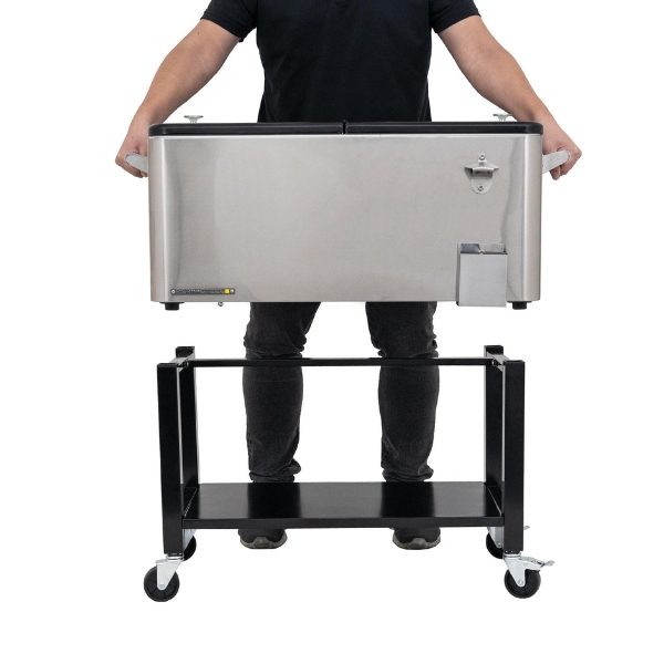 Permasteel 76 Liters – 80 QT – Stainless Steel Rolling Patio Cooler With Removable Basin