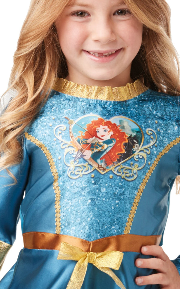 Rubies Sequin Merida Girls Fancy Dress Brave Disney Princess Fairy Tale Kids Costume