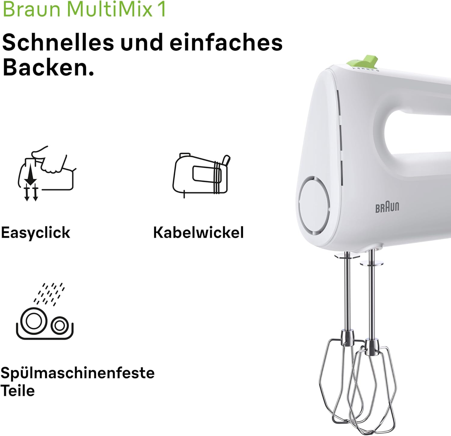 Braun Hand Mixer 450W 4 Speed - White