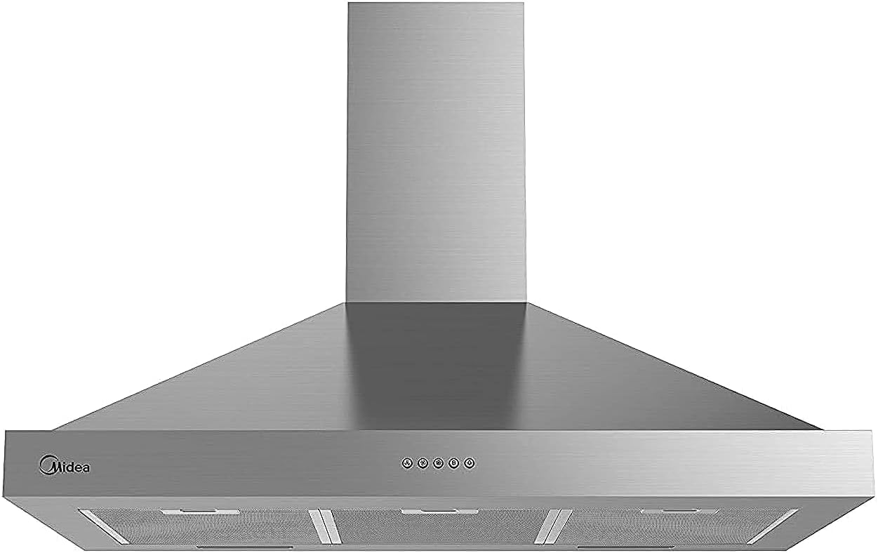 Midea Built-in 90cm Chimney Hood, Stainless Steel, Electronic Control, 4 Speeds- E90AEW2A43