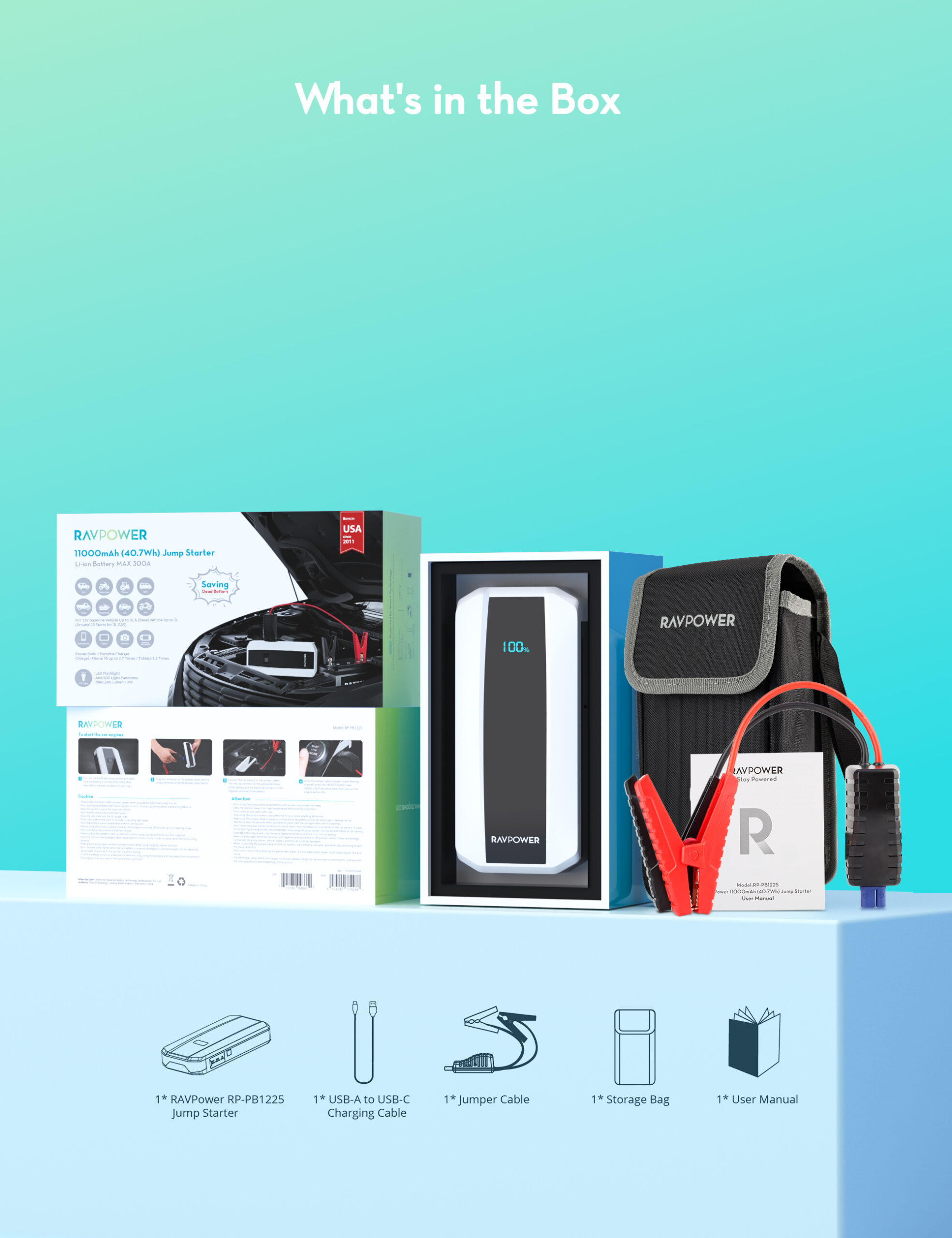 RAVPower 11000mAh (40.7Wh) Jump Starter