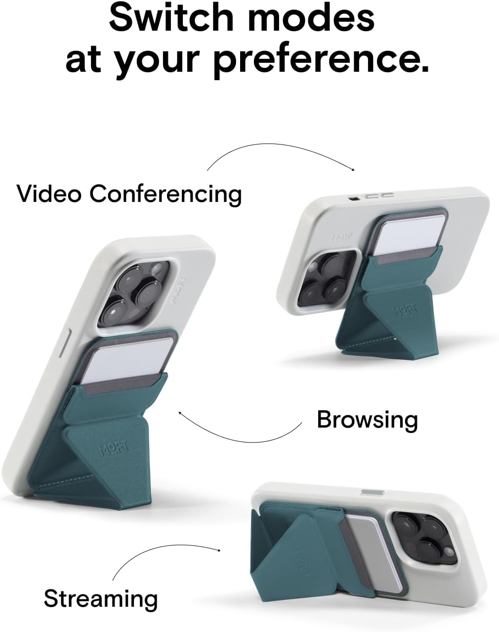 MOFT Magnetic Wallet Stand Compatible with iPhone 16/15/14/13/12 Series, Angle Adjustment & Magsafe Compatible MOVAS Phone Stand, Jungle