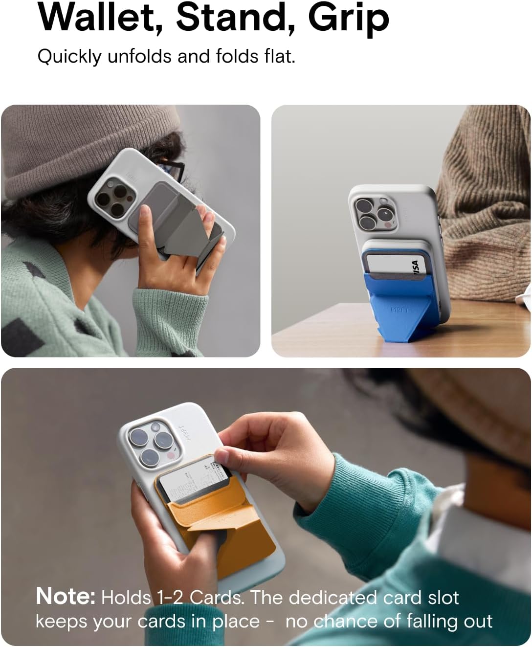 MOFT Magnetic Wallet Stand Compatible with iPhone 16/15/14/13/12 Series, Angle Adjustment & Magsafe Compatible MOVAS Phone Stand, Jungle