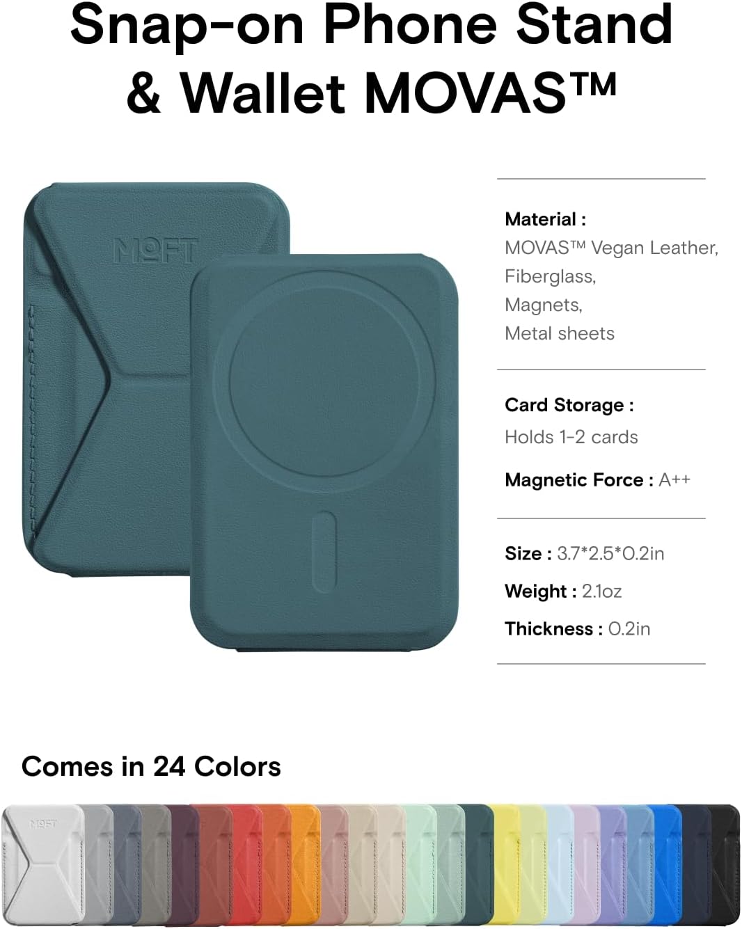 MOFT Magnetic Wallet Stand Compatible with iPhone 16/15/14/13/12 Series, Angle Adjustment & Magsafe Compatible MOVAS Phone Stand, Jungle