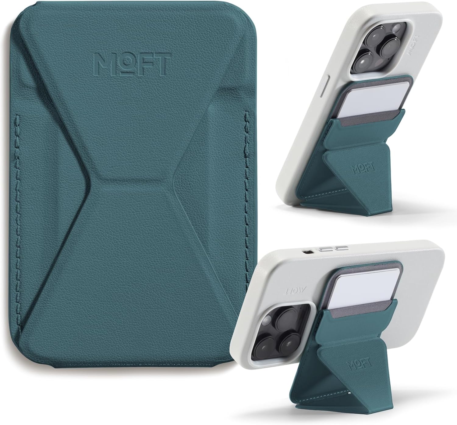 MOFT Magnetic Wallet Stand Compatible with iPhone 16/15/14/13/12 Series, Angle Adjustment & Magsafe Compatible MOVAS Phone Stand, Jungle