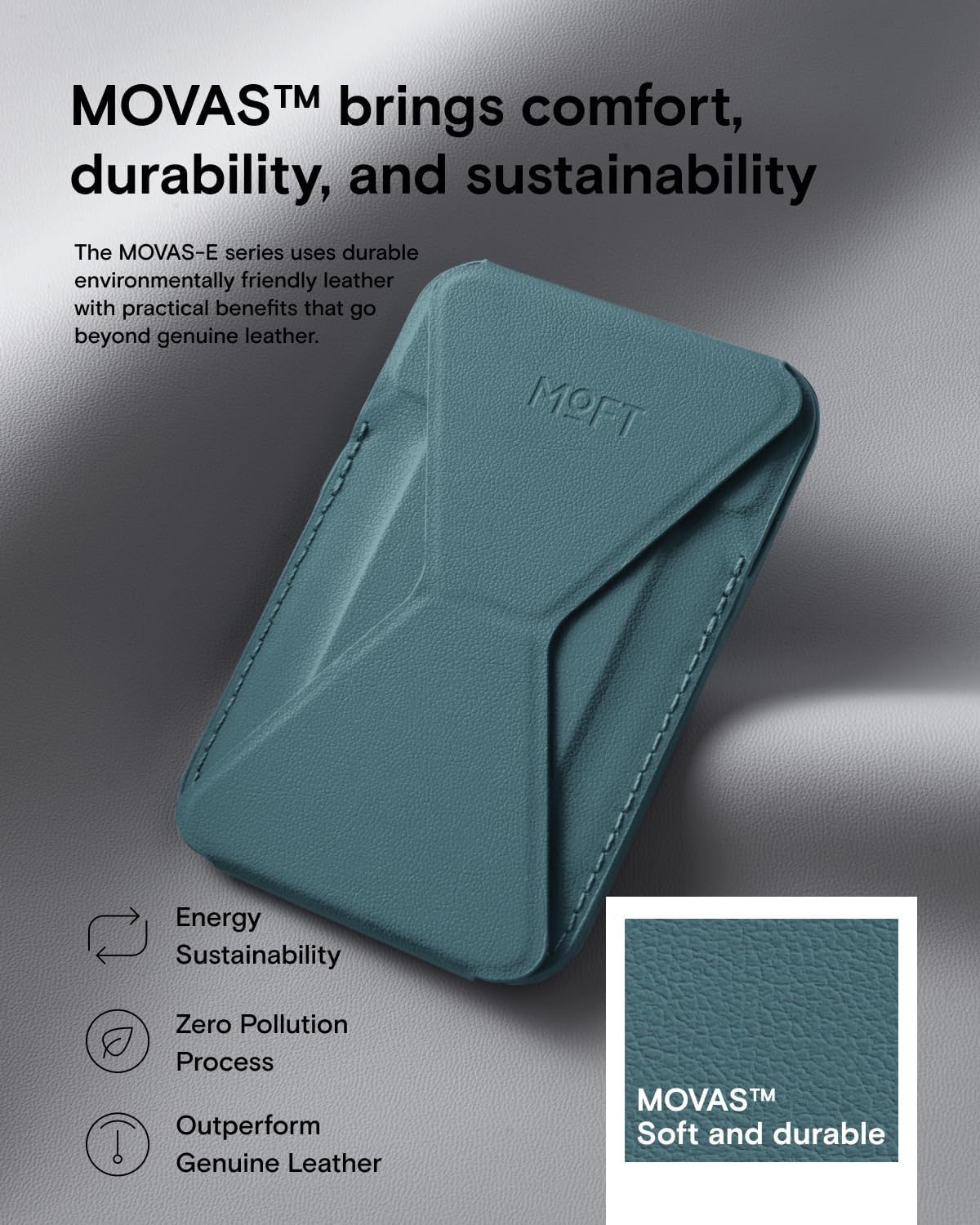 MOFT Magnetic Wallet Stand Compatible with iPhone 16/15/14/13/12 Series, Angle Adjustment & Magsafe Compatible MOVAS Phone Stand, Jungle
