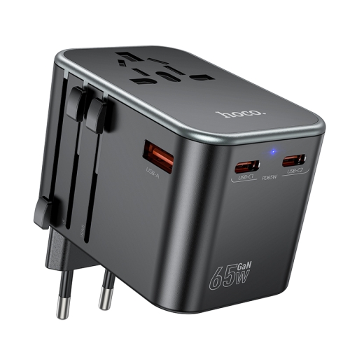 Hoco AC17 Supporter PD 65W 2 x USB-C / Type-C + USB-A Universal Conversion Charger - Black