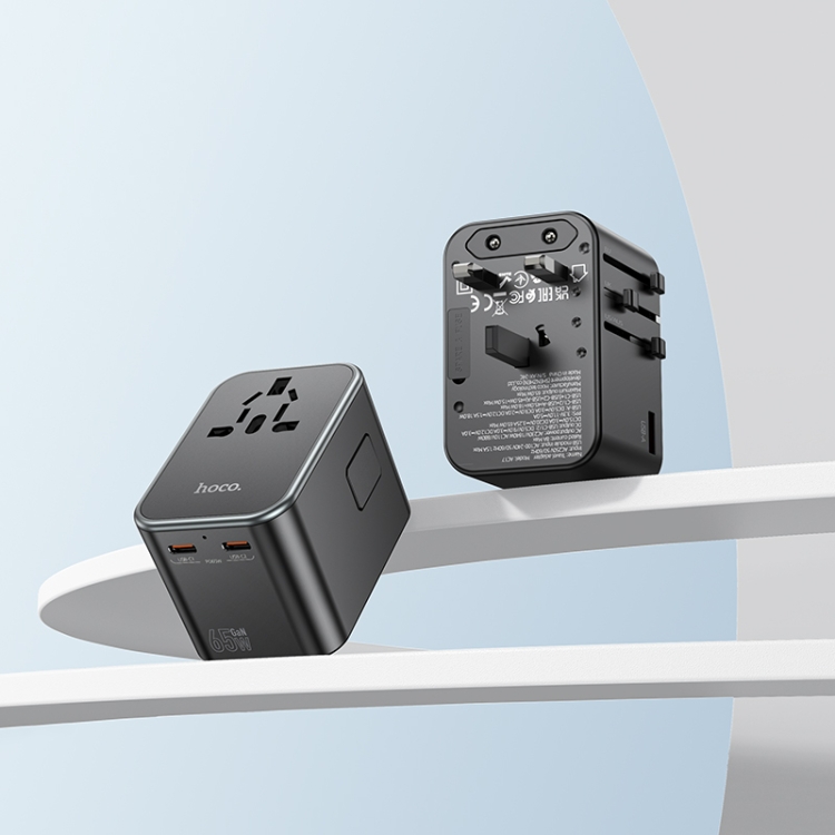 Hoco AC17 Supporter PD 65W 2 x USB-C / Type-C + USB-A Universal Conversion Charger - Black