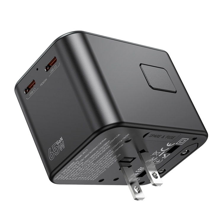 Hoco AC17 Supporter PD 65W 2 x USB-C / Type-C + USB-A Universal Conversion Charger - Black