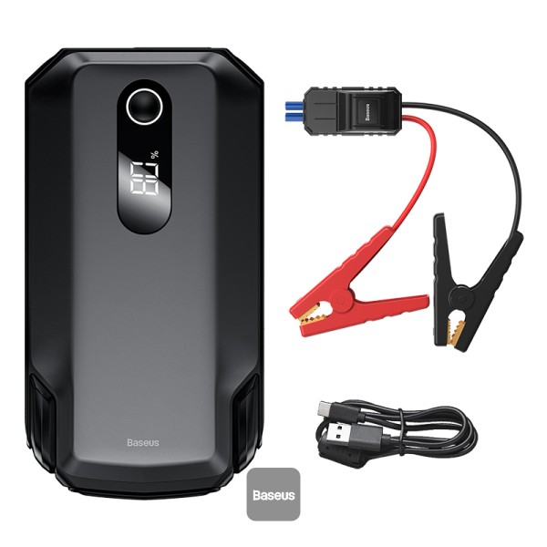 Baseus Super Energy Max Car Jump Starter 8.0L Gas 4.0L Diesel Engine 12V Portable Power Pack Automotive Battery Booster Charger with USB Port Smart Jumper Cables LED Flashlight