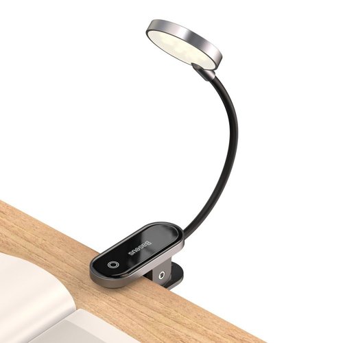 Baseus Home Comfort Reading Mini Clip Lamp + Charging Cable, 400 mAh, 4000K, 3W - Dark Grey