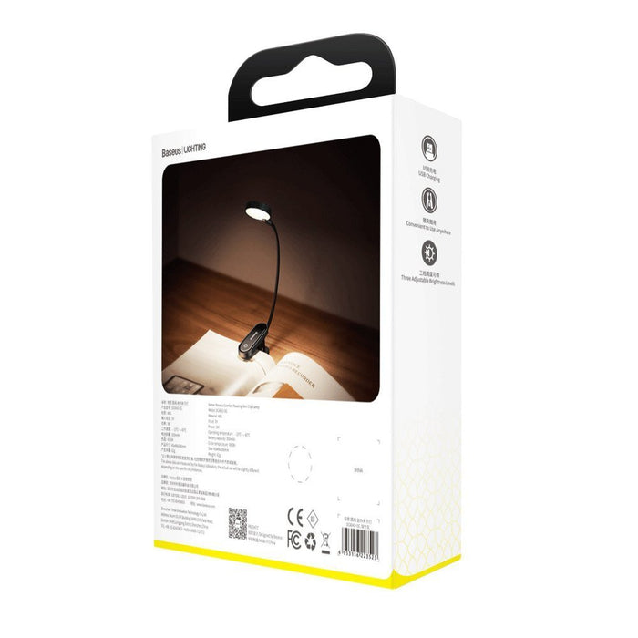 Baseus Home Comfort Reading Mini Clip Lamp + Charging Cable, 400 mAh, 4000K, 3W - Dark Grey