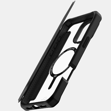 Itskins Hybrid Folio Case With MagSafe For iPhone 16 Pro Max ( 6.9" ) - Black With Recycled Leather