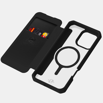 Itskins Hybrid Folio Case With MagSafe For iPhone 16 Pro Max ( 6.9" ) - Black With Recycled Leather