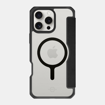 Itskins Hybrid Folio Case With MagSafe For iPhone 16 Pro Max ( 6.9" ) - Black With Recycled Leather