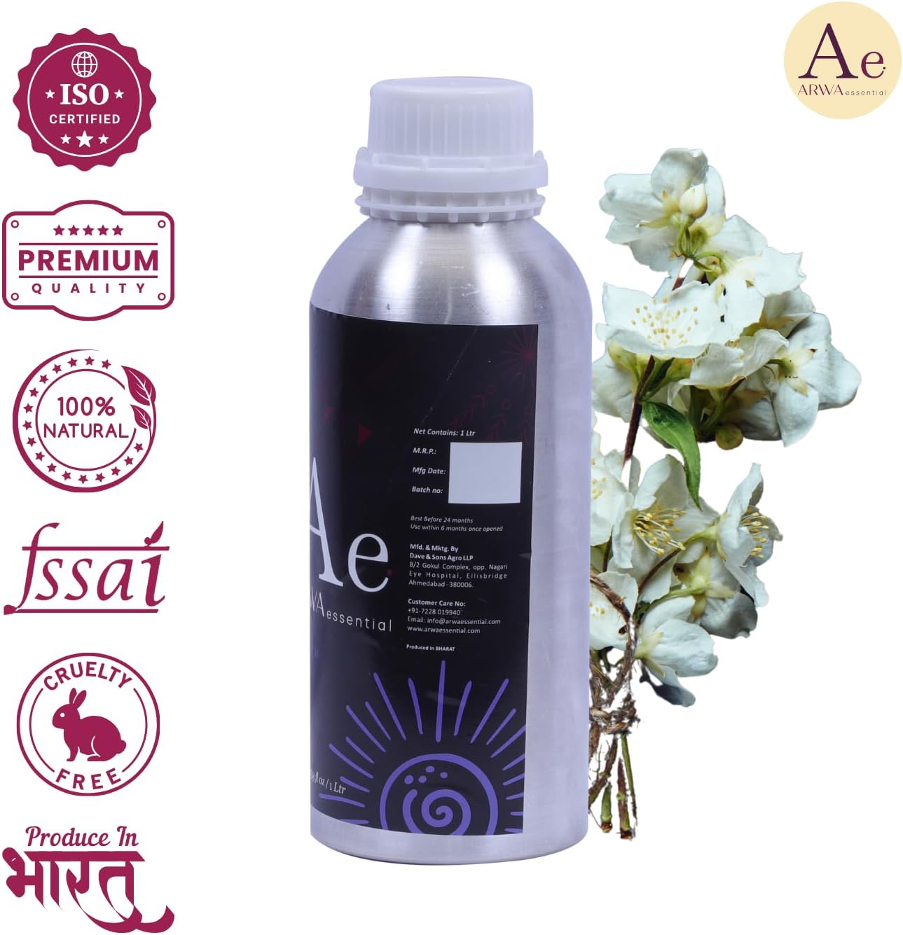 Bee Organic Essential Oil - Jasmine 1 Liter