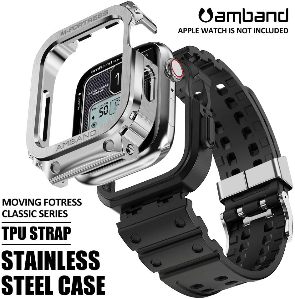 Amband Moving Fortress - Classic Series men Apple Watch Band 6/5/4/SE - Silver