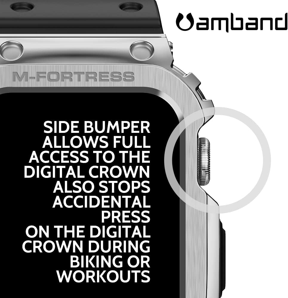 Amband Moving Fortress - Classic Series men Apple Watch Band 6/5/4/SE - Silver
