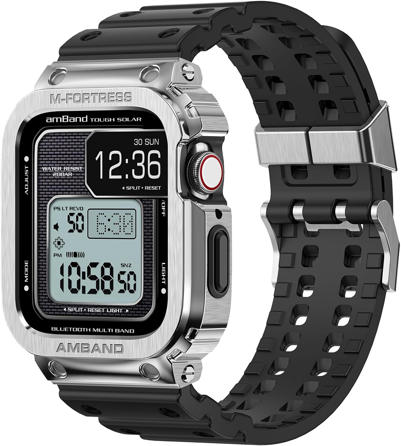Amband Moving Fortress - Classic Series men Apple Watch Band 6/5/4/SE - Silver