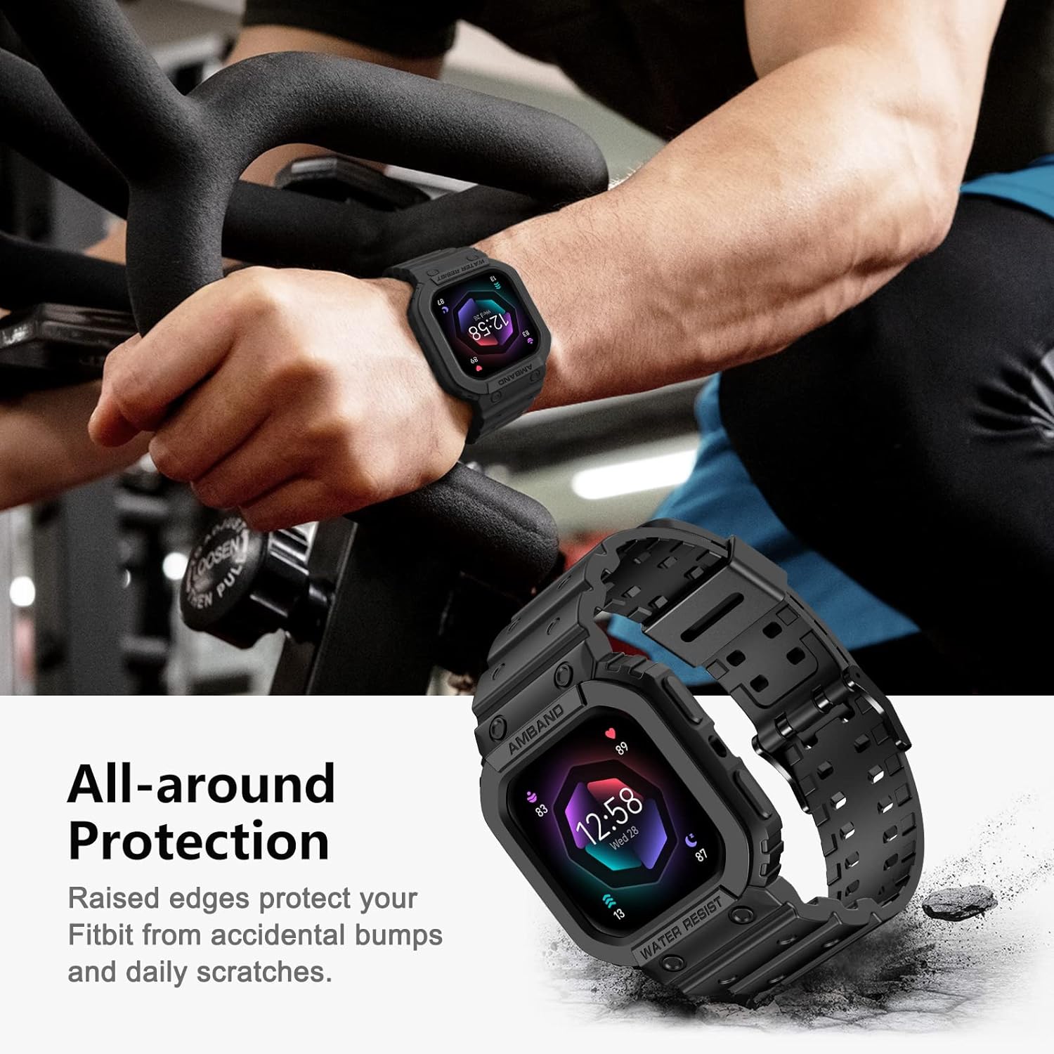 Amband  Fitbit Series-4 Fitbit Versa 3/2/1/lite Sense Smartwatch - Black