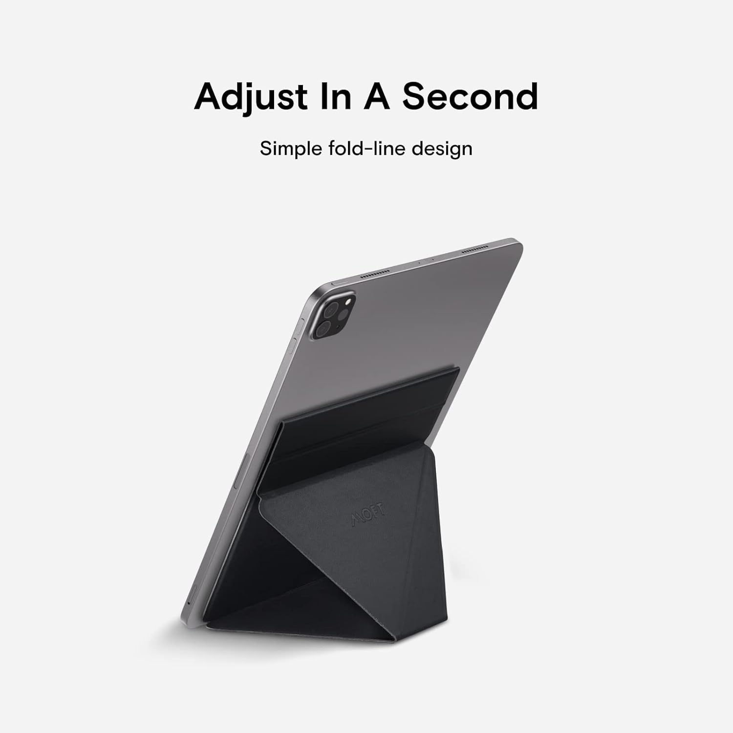 Moft Adhesive Invisible Slim Tablet Stand, Most Adjustable, Compatible with Tablets Up to 12.9”- Black