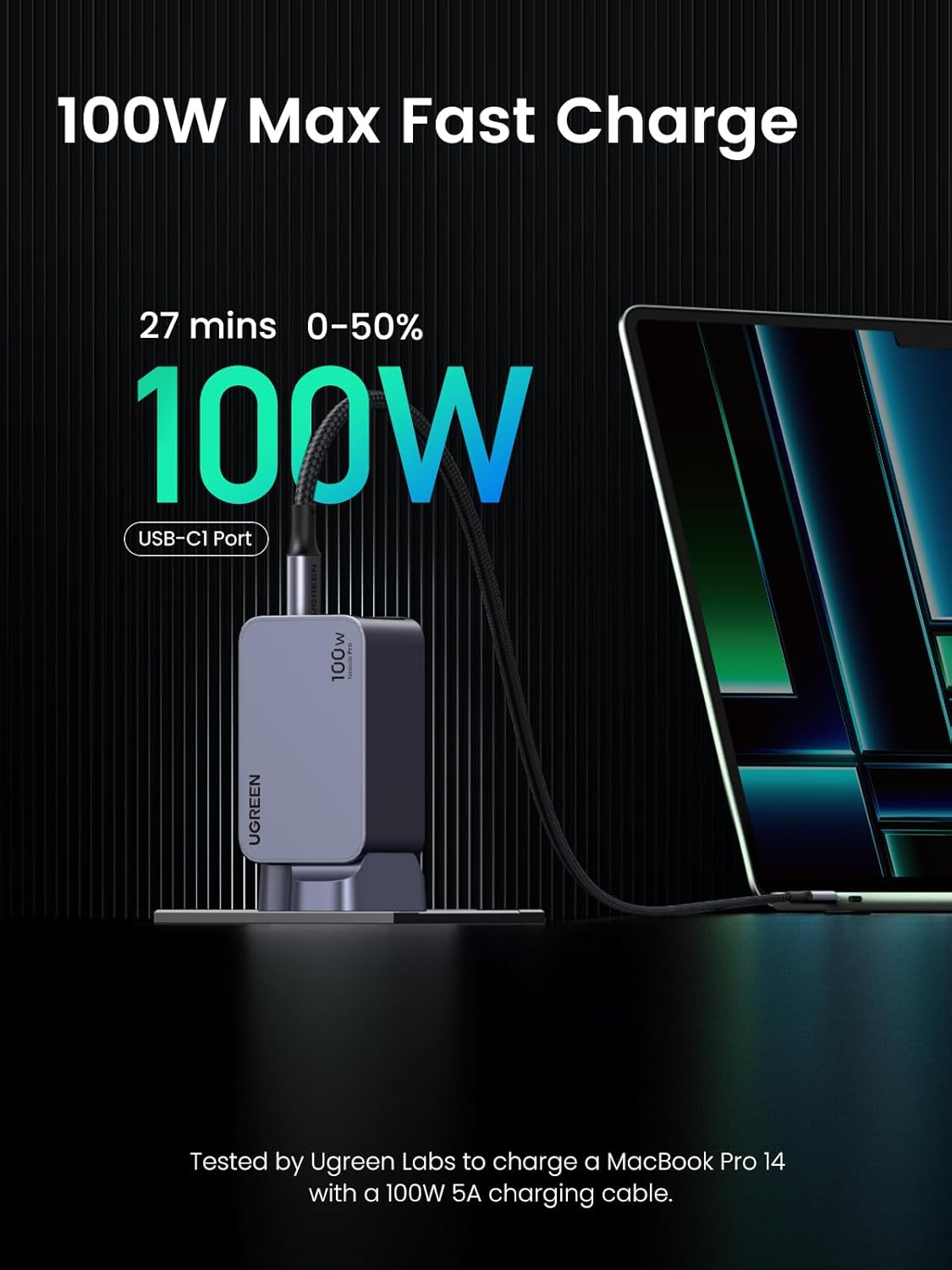 Ugreen Nexode Pro Wall Charger 2 USB-C Ports and USB Port 100W - Gray