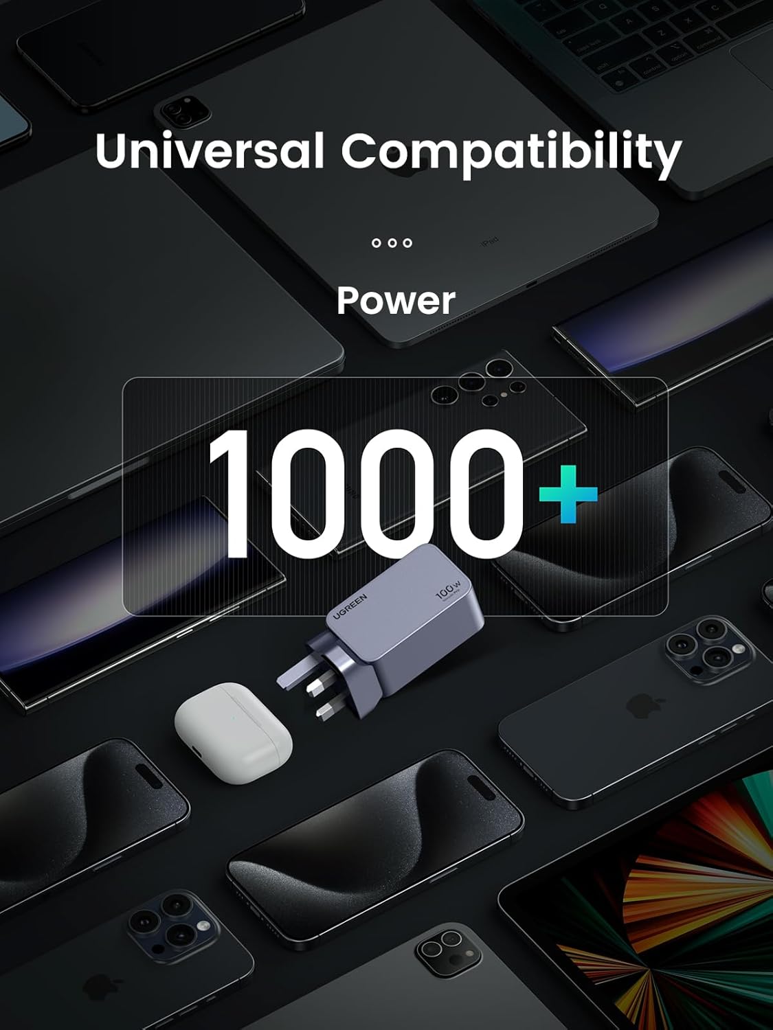 Ugreen Nexode Pro Wall Charger 2 USB-C Ports and USB Port 100W - Gray