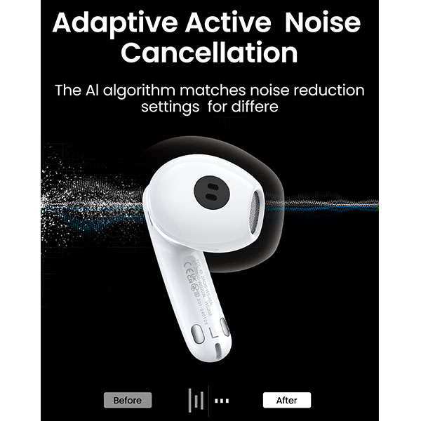 UGREEN HiTune H6 Pro Hybrid Active Noise Cancelling Earbuds - White