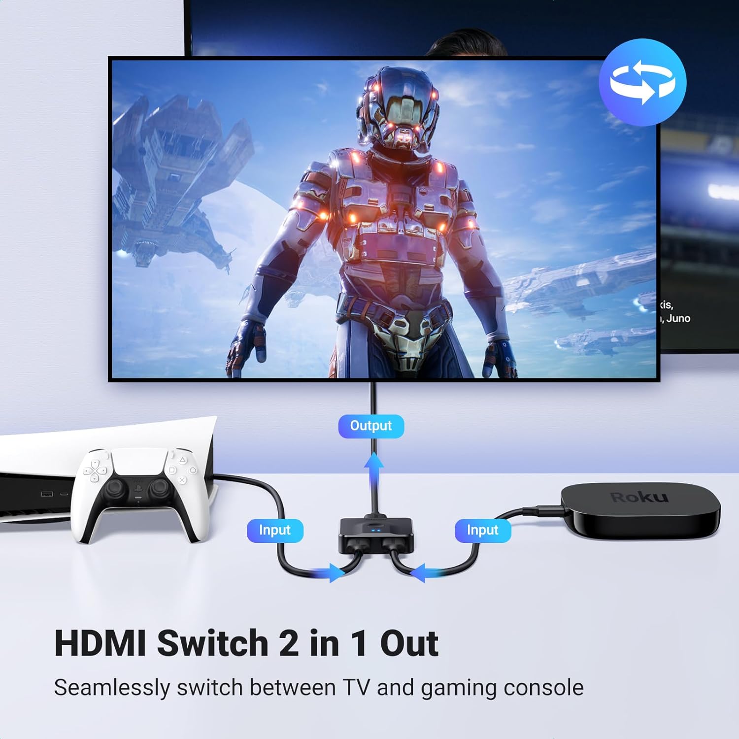UGREEN 2 In 1 Out HDMI Switcher 4K@60Hz - Black