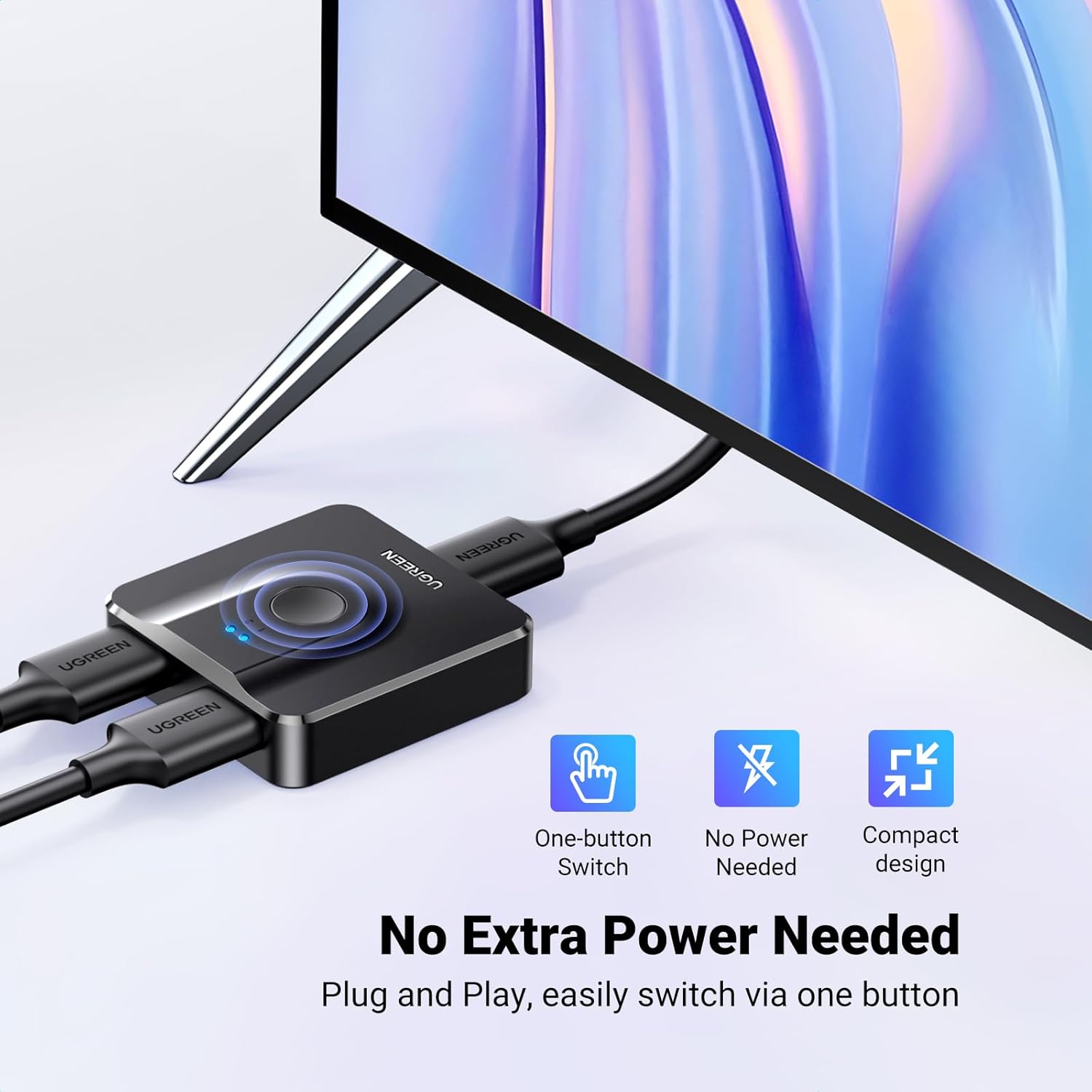 UGREEN 2 In 1 Out HDMI Switcher 4K@60Hz - Black