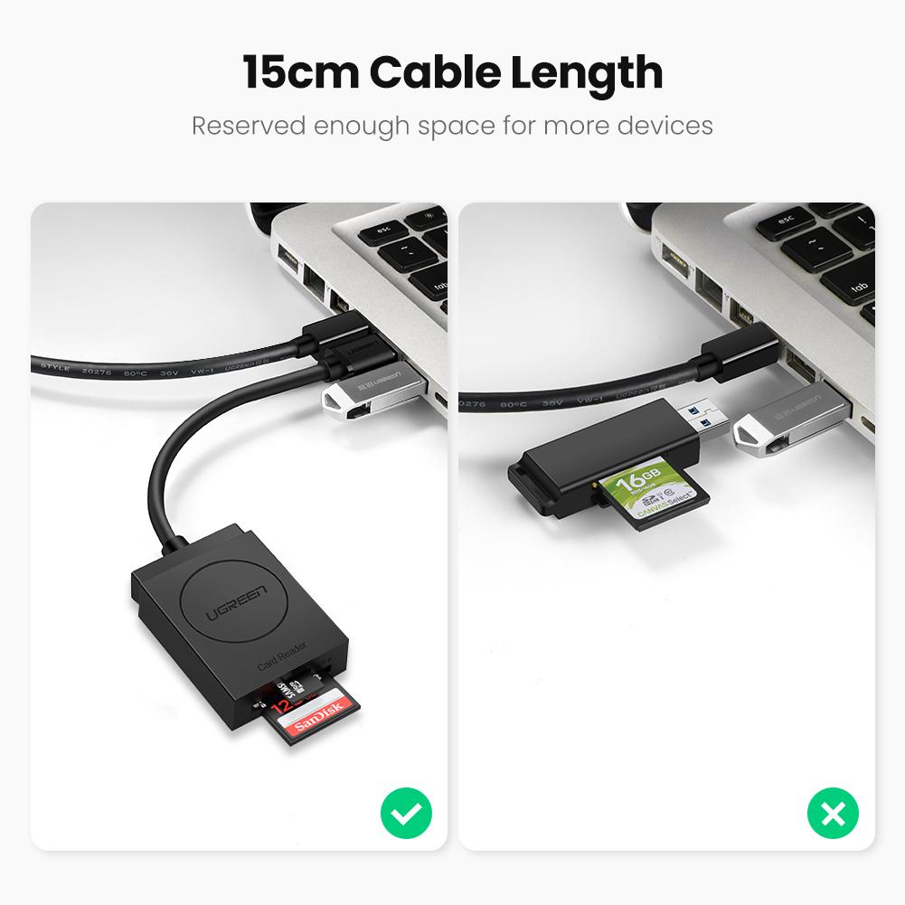 UGREEN 2-in-1 USB 3.0 SD/TF Card Reader - Black